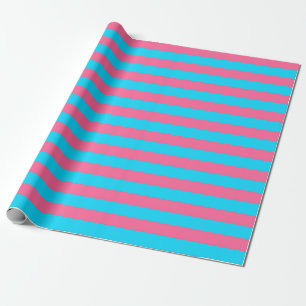 Papel De Presente Design de faixas cor-de-rosa e azul