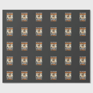 Papel De Presente Design de Fantasia Humana de Pug Engraçado de Hall