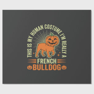 Papel De Presente Design de Fantasia Humana Engraçada de Bulldog Fra
