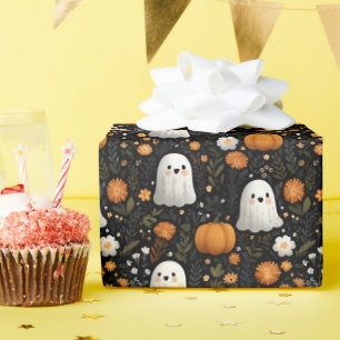 Papel De Presente Design de Fantasmas e Pumpkins Cute do Halloween