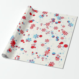 Papel De Presente Design de floco de neve azul e vermelho