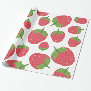 Papel De Presente Design de Fruta de framboesa