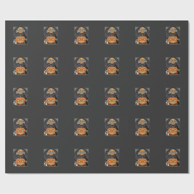 Papel De Presente Design de Gato de Abóbora da Temporada de Hallowee (Aberto)