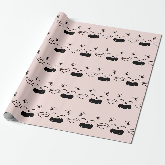 Papel De Presente Design de gato fofo | Arte de felino adorável (Desenrolado)