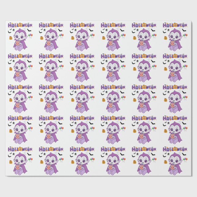 Papel De Presente Design de Gelado Vampiro Halloween Kawaii (Aberto)