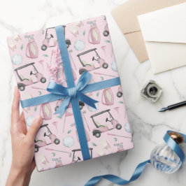 Papel De Presente Design de Golfe Feminino na moda rosa
