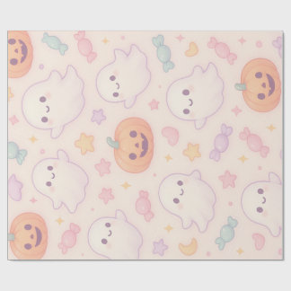 Papel De Presente Design de Halloween Abóbora Kawaii