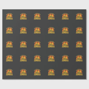 Papel De Presente Design de Halloween de cachorro caçando zumbis