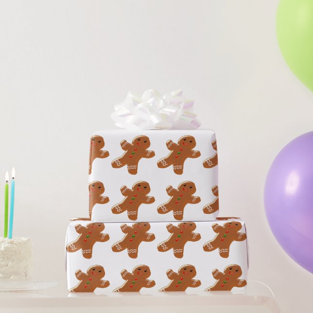 Papel De Presente Design de Homem de Biscoito (Presentes para festas)