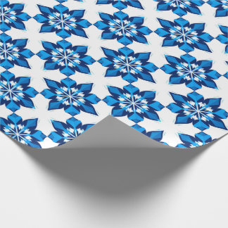 Papel De Presente ❄ Design de Inverno de Floco de Neve Azul Minimali