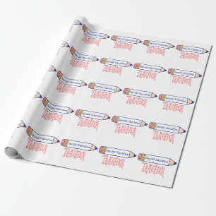Papel De Presente Design de Lápis de Professores Especiais