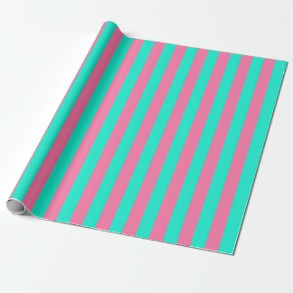 Papel De Presente Design de Listras Verde Menta Rosa