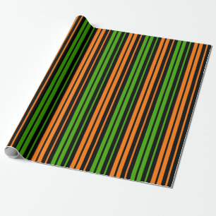 Papel De Presente Design de Listras Verticais Laranja Verde