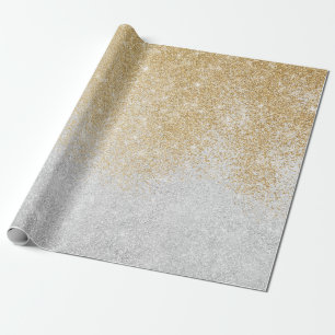 Papel De Presente Design de luxo do Ombre de Glitter Dourado e prate