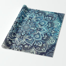 Papel De Presente Design de Mandala Gradiente Azul