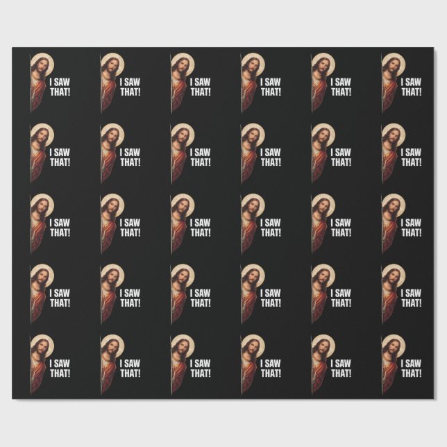 Papel De Presente Design de meme cristão engraçado de Jesus "Eu Vi I (Aberto)
