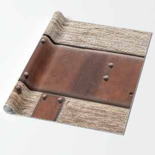 Papel De Presente Design de metal russo de madeira castanha