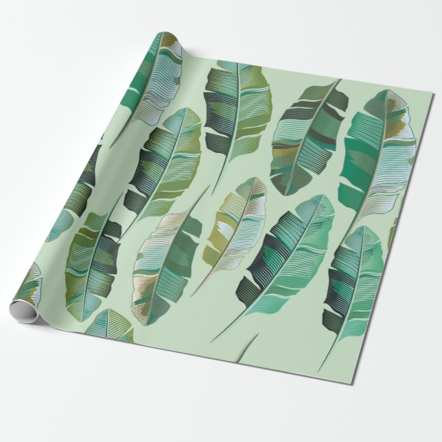 Papel De Presente Design de moda com bananeiras tropicais (Desenrolado)