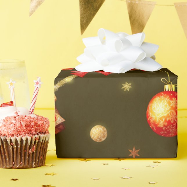 Papel De Presente Design de Natal do Brown Matte (Festa de aniversário)