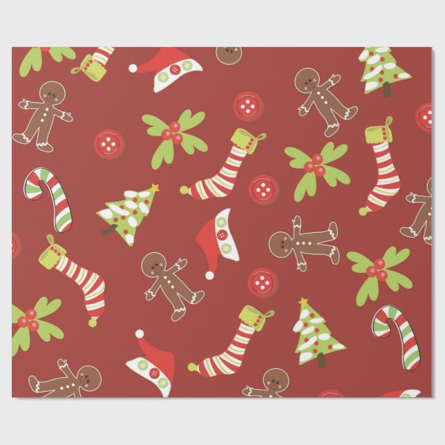 Papel De Presente Design de Natal em vermelho (Aberto)