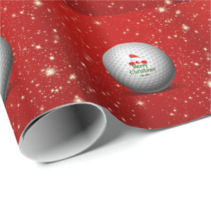Papel De Presente Design de Natal Festivo dos Golfistas... São Papai
