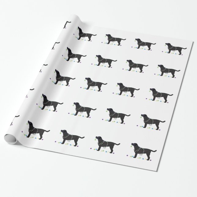 Papel De Presente Design de Natal Merry Black Lab (Desenrolado)