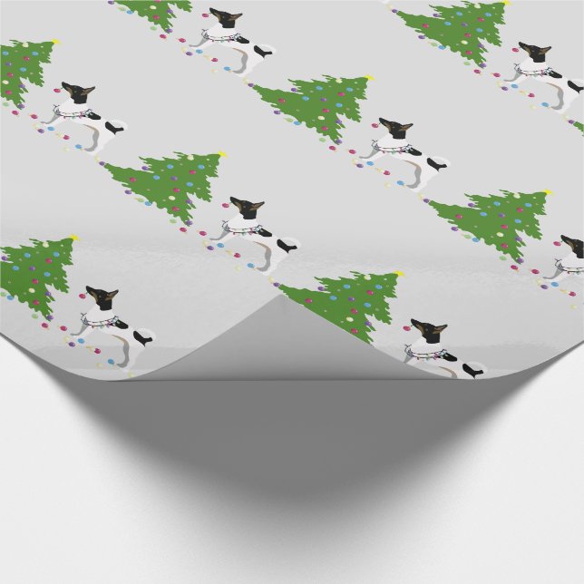 Papel De Presente Design de Natal Rat Terrier Silhouette (Ponta)