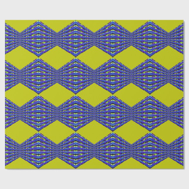 Papel De Presente design de padrão azul e amarelo (Aberto)