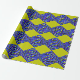 Papel De Presente design de padrão azul e amarelo