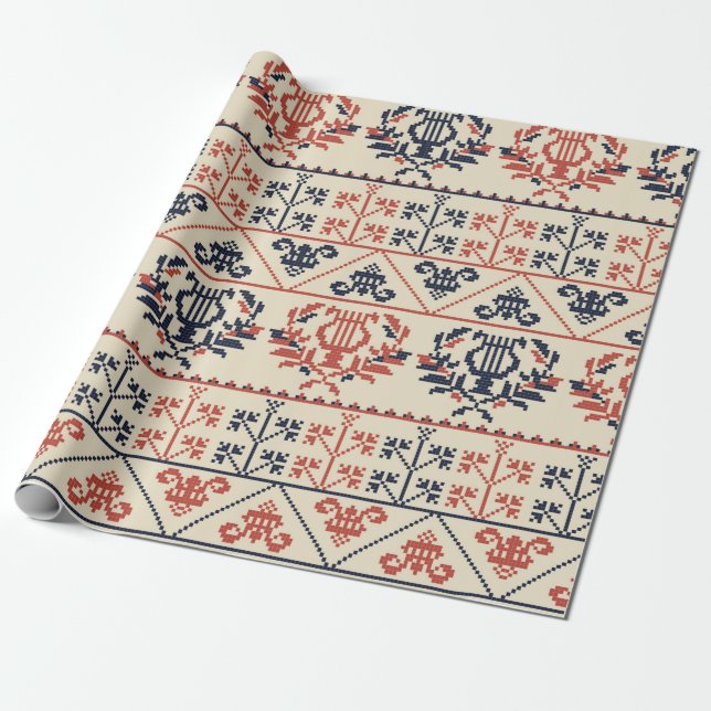 Papel De Presente Design de padrão constante com palestino tradicion (Desenrolado)