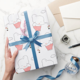Papel De Presente Design de padrão contínuo de elefante doce 
