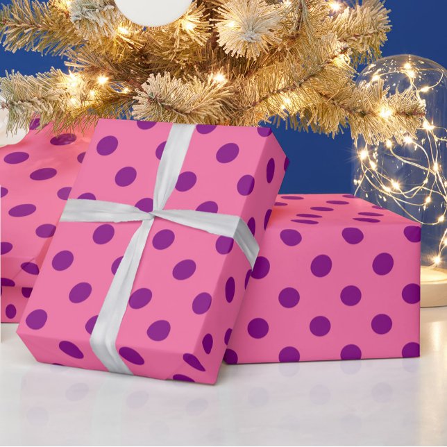 Papel De Presente Design De Padrão De Bolinhas Roxo A Rosa (Criador carregado)