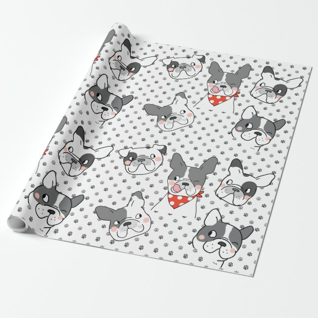 Papel De Presente Design de padrão de cachorro brincalhão (Desenrolado)