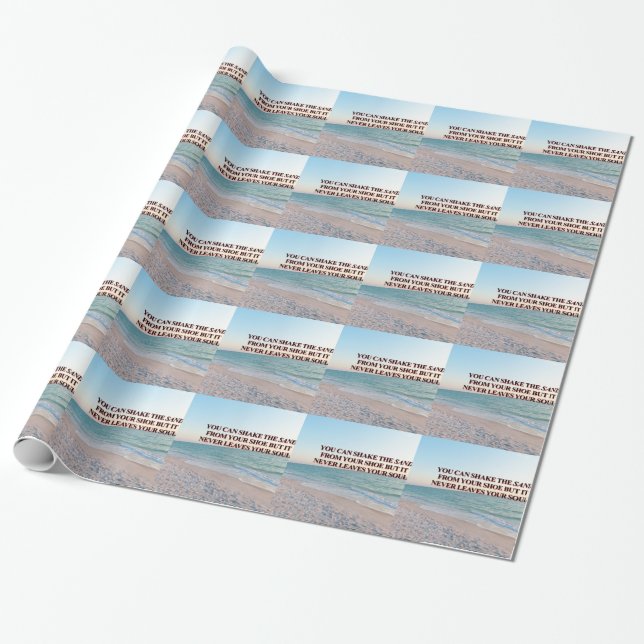 Papel De Presente Design de Padrão de Citação de Orla de Areia Cheia (Desenrolado)