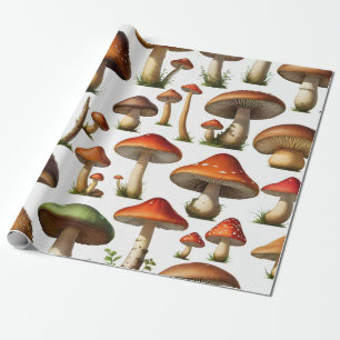 Papel De Presente Design de Padrão de Coleta de Cogumelos