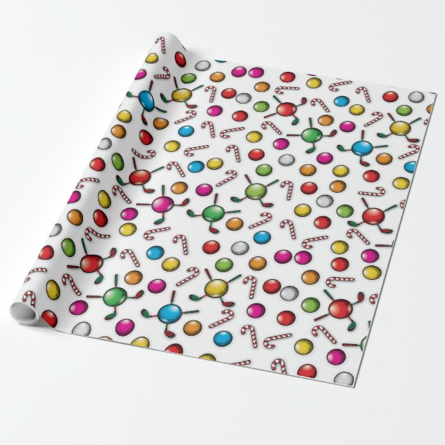 Papel De Presente Design de Padrão de Natal do Golf (Desenrolado)