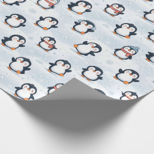 Papel De Presente Design de padrão de pinguim de inverno fofo