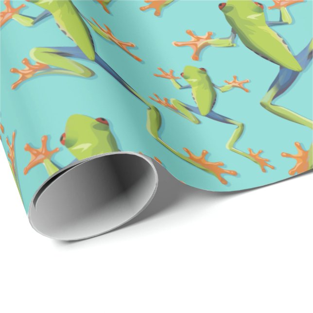 Papel De Presente Design de padrão de Sapo verde (Ponta do rolo)