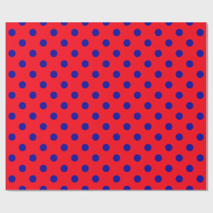 Papel De Presente Design de Padrão do Blue On Red Bolinhas