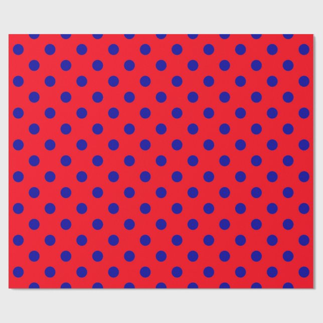 Papel De Presente Design de Padrão do Blue On Red Bolinhas (Aberto)
