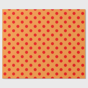 Papel De Presente Design de Padrão do Red On Orange Bolinhas