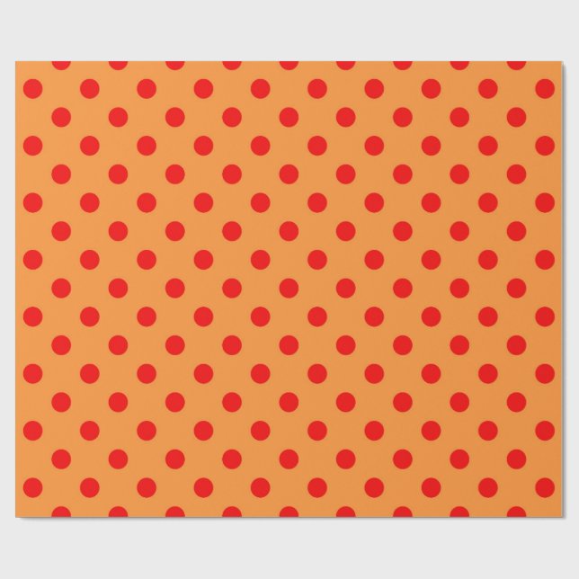 Papel De Presente Design de Padrão do Red On Orange Bolinhas (Aberto)