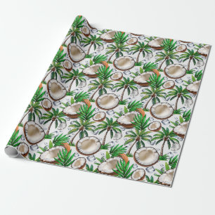 Papel De Presente Design de Padrão Tropical de Árvore de Coco