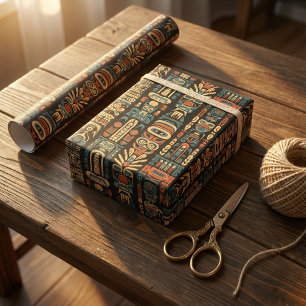 Papel De Presente Design de Poloneses e Penas Nativos Americanos