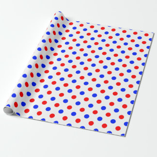 Papel De Presente Design de Pontos Brancos Vermelhos e Azuis