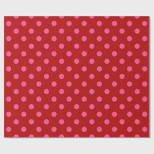 Papel De Presente Design de Pontos Marrons Vermelho Rosa