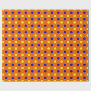 Papel De Presente Design de Pontos Polka Laranja Azul Amarelo
