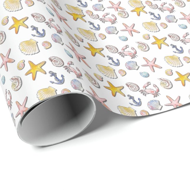Papel De Presente Design de praia simples (Ponta do rolo)