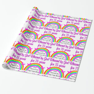 PAPEL DE PRESENTE DESIGN DE RAINBOW DE 75 ANOS PERSONALIZADO
