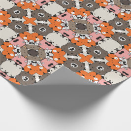 Papel De Presente Design de Rosto de Cachorro Abstrato